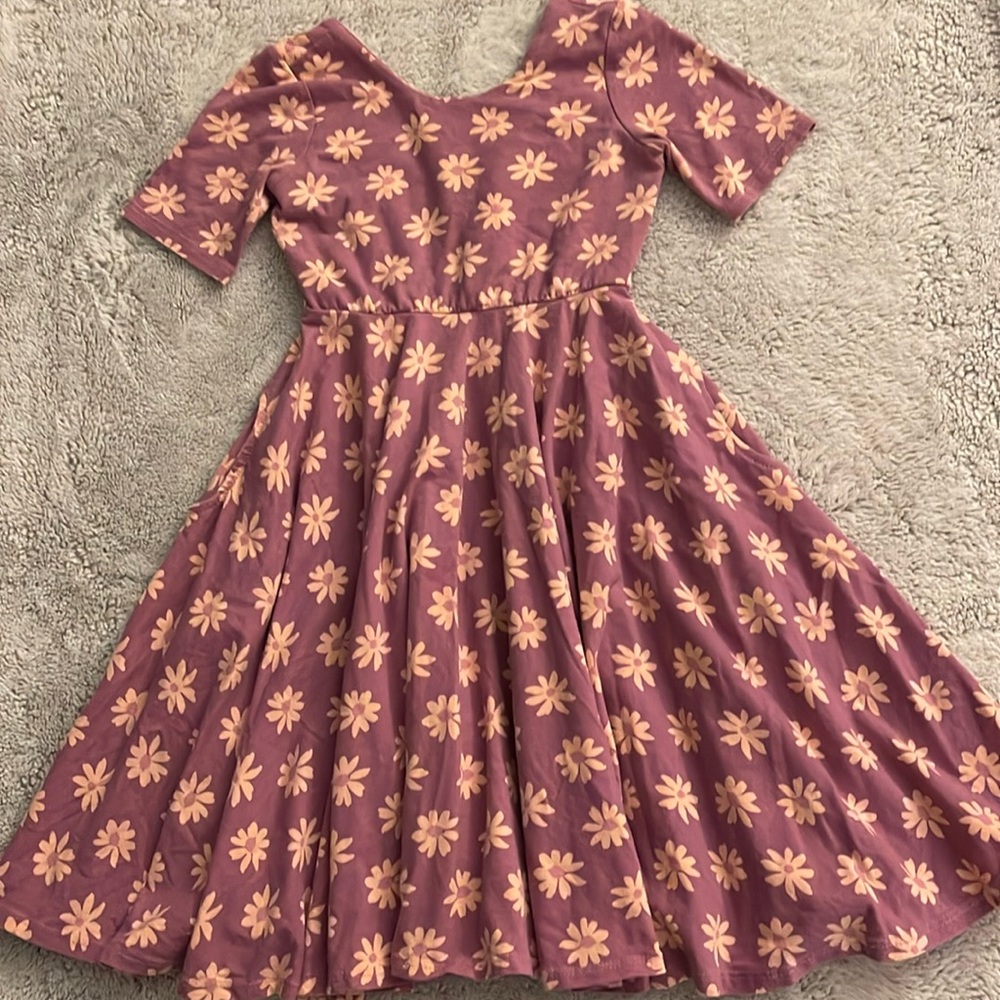 Remie Girl Purple Daisy Twirl Dress - Size 7